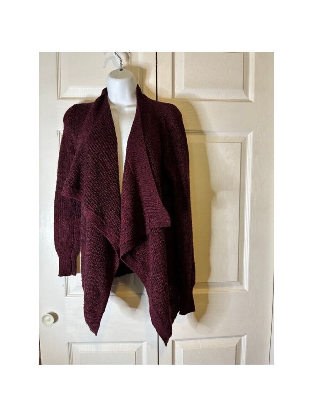 Women's Unbranded Burgundy Knit Draped Cardigan Sweater M